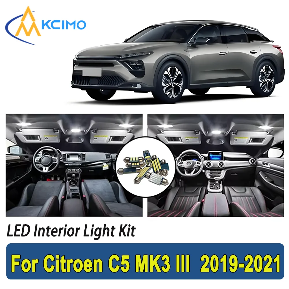 

New Light Bulb For Citroen C5 MK3 III (2019-2021) Premium Bright LED Interior Dome Map Trunk Light Kit Car Led Lamps Canbus Car