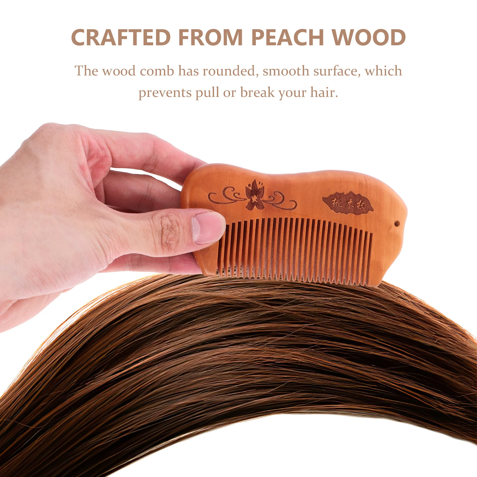 2pcs Wooden Combs Anti-Static Peach Wood Detangling For Women Thick Long Hair Fish Shape Smooth Surface Shower Curly Wet Hair