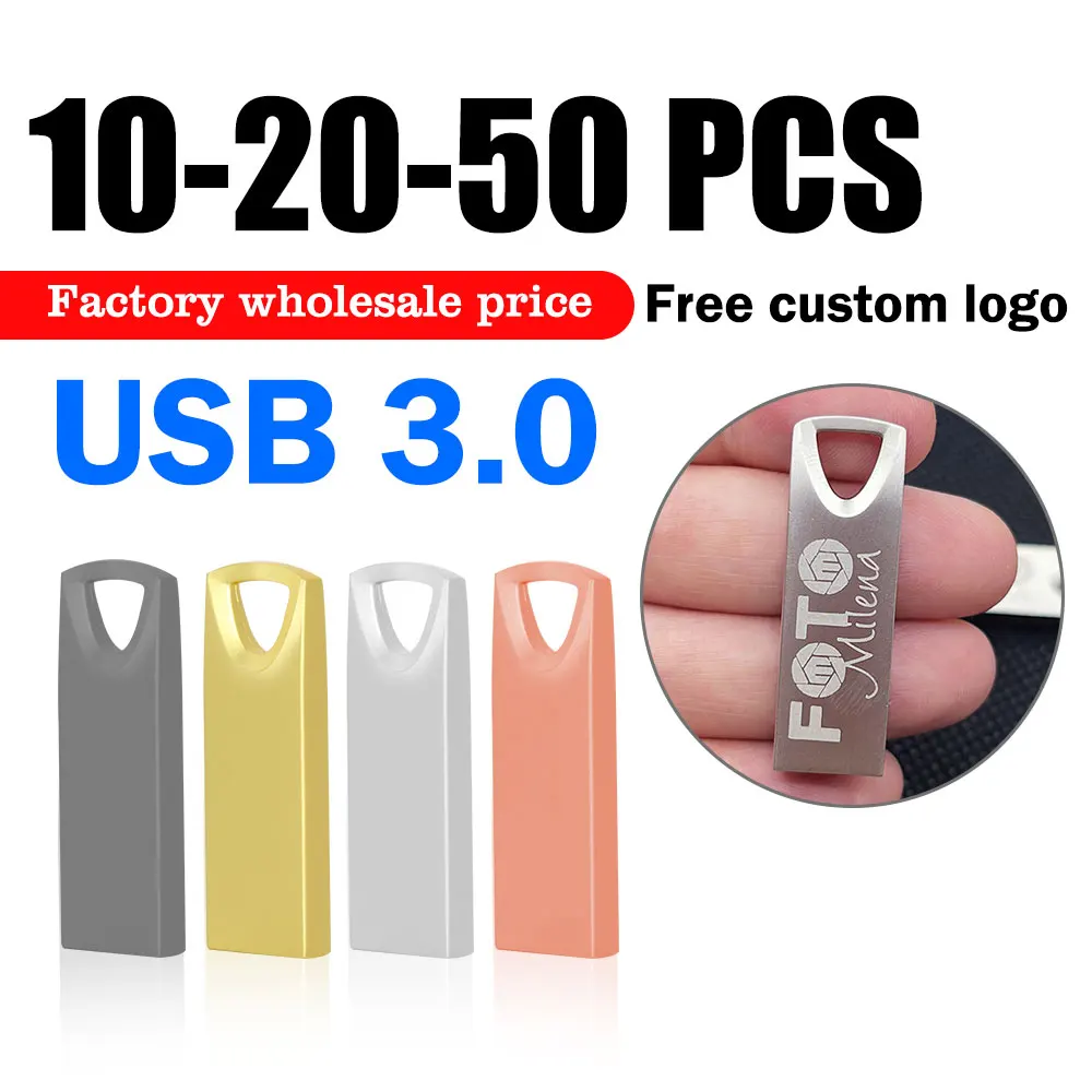 

10/20/50pcs/lot Flash Drives Pendrive USB 3.0 128gb Флешка Pen Drive 64gb 32gb 16gb 8gb Metal USB Stick High Speed (FREE LOGO)