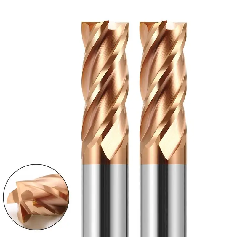 HRC55 4 Fluiten Wolfraamcarbide Frees Frees CNC Tool Legering Coating Platte Frees 1-20 Voor Metaal staal Verwerking