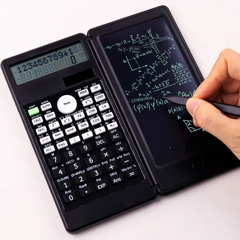 401 Functions Solar Scientific Calculator 2-Line 12-Digital with Writing Pad Function Calculator Standard Multifunction