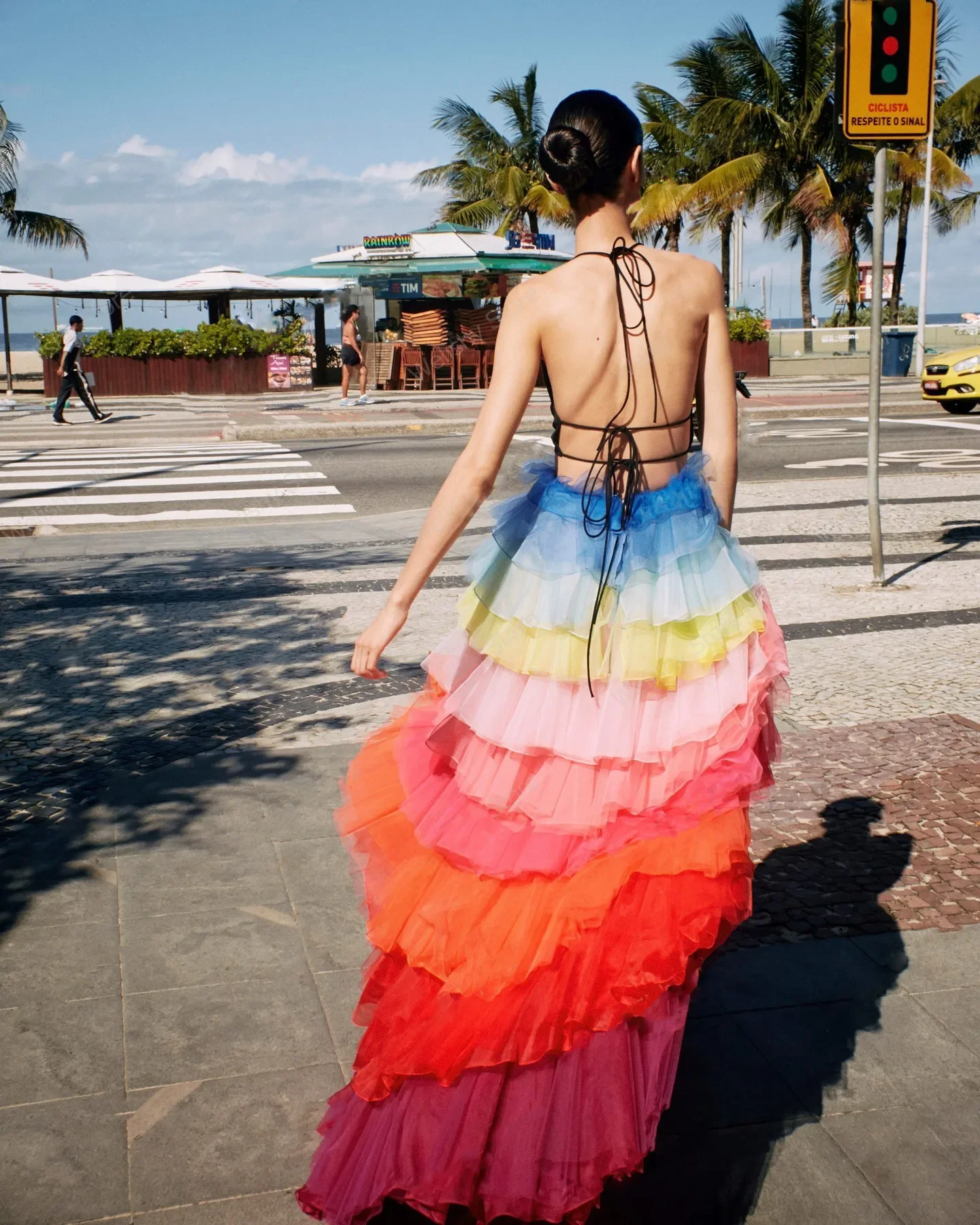 Romantic Rainbow Long Skirt Tiered Multi-colors Ruffles Beach Maxi Skirts Colorful Tulle Women Casual Holiday Skirt Custom Made