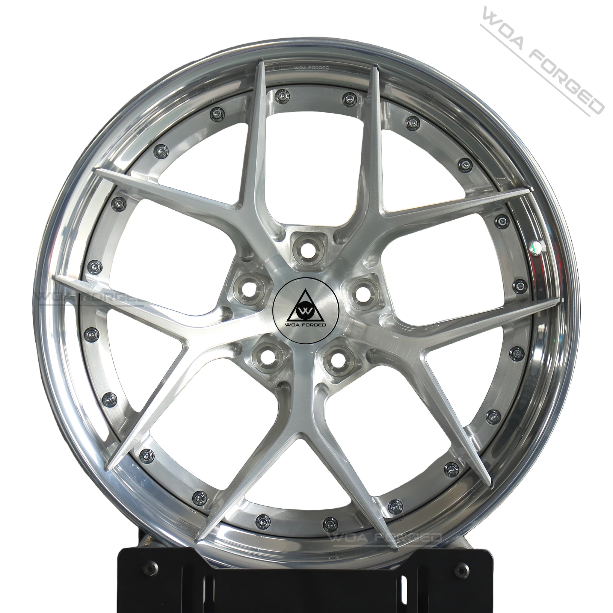 

Performance Brushed Silver Polished Lip Forged Wheels 18-22 Inch 2-Piece Sport Split 5 Spoke Alloy Rims for Mustang Camaro WRX