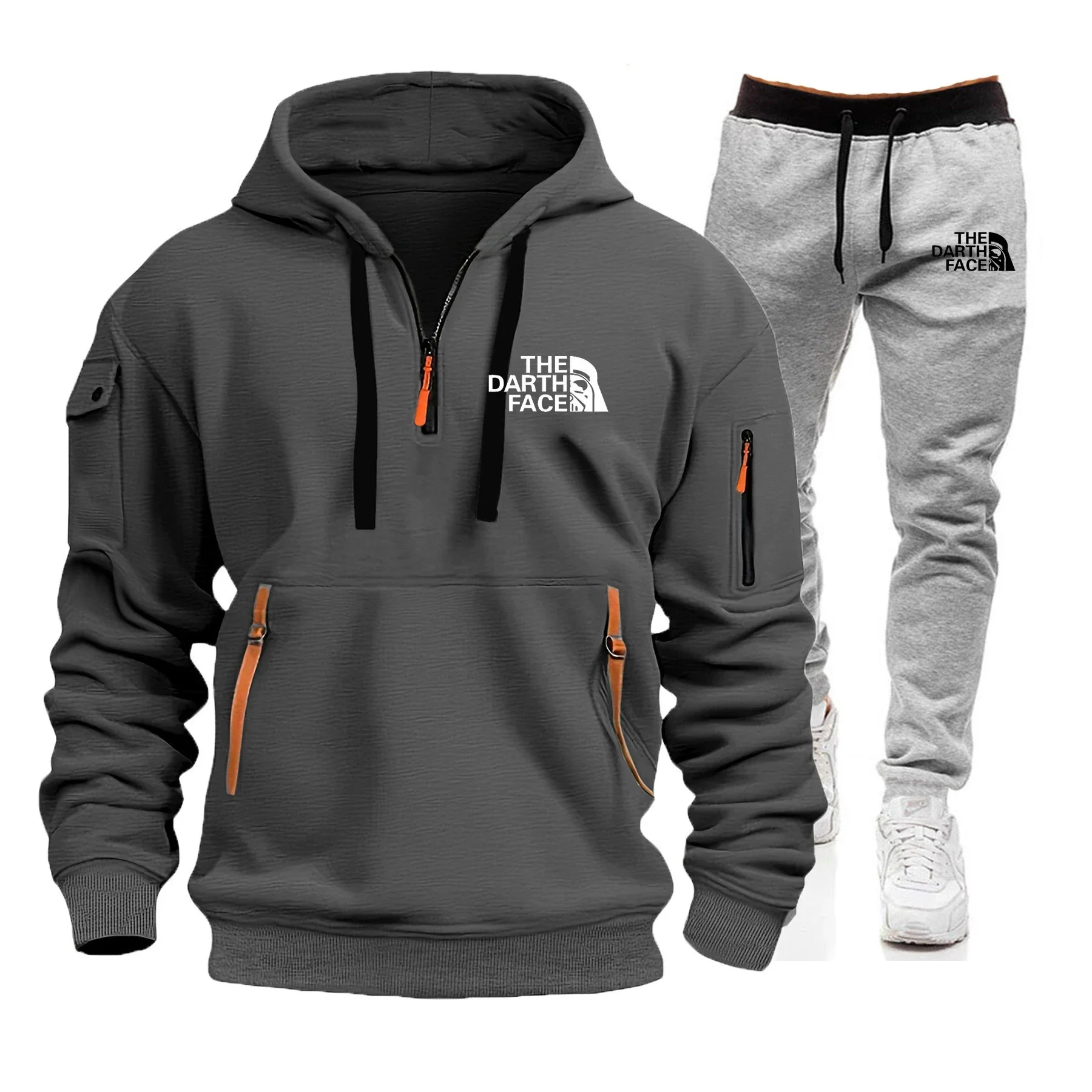 

Autumn men's three-color sportswear, sportswear, jogging wear, sweatshirts, casual sportswear with zipper pockets and pullovers