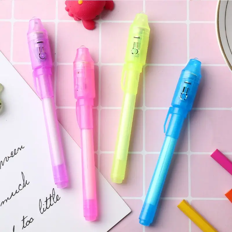 Caneta Fluorescente Invisível, Luz LED Roxa, Detector Eletrônico de Notas, Criativo Ultravioleta Magic Ink Lamp, Marcador