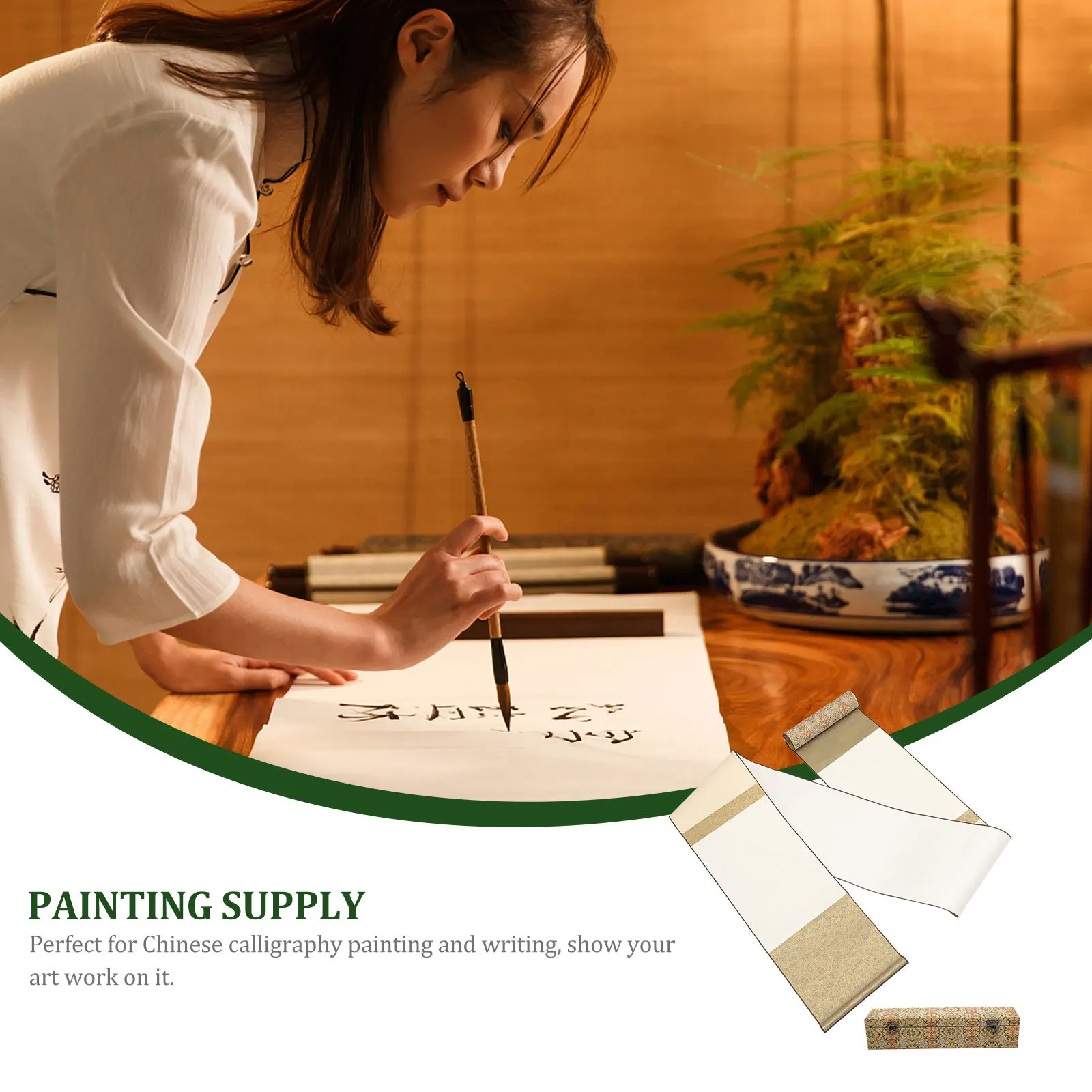 

1Set Chinese Calligraphy Scroll Paper Durable Blank Hanging Scroll for Calligraphy Painting Writing Practice Wall Decoration