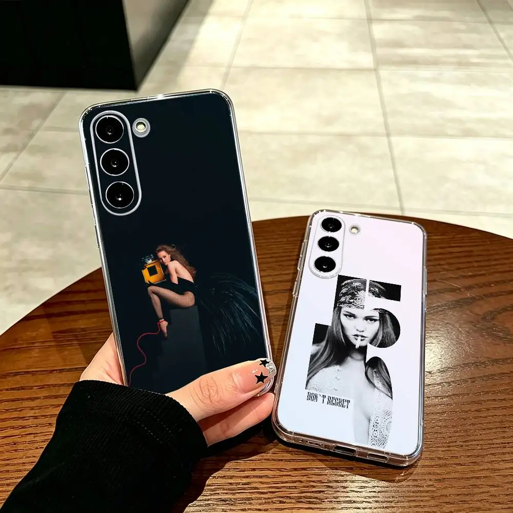 V-Vanessa Paradis national singer cool Stand Phone Case Transparent TPU For Samsung A71, A70, A52, A51, A40, A30, A20