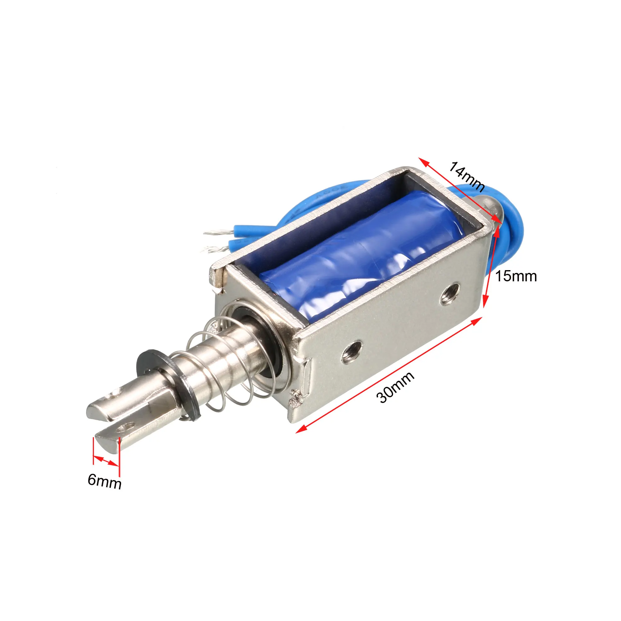 UXCELL DC 12V 1A 10mm Stroke 600g Push Pull Type Open Frame Solenoid Electromagnet Black Wire Leads