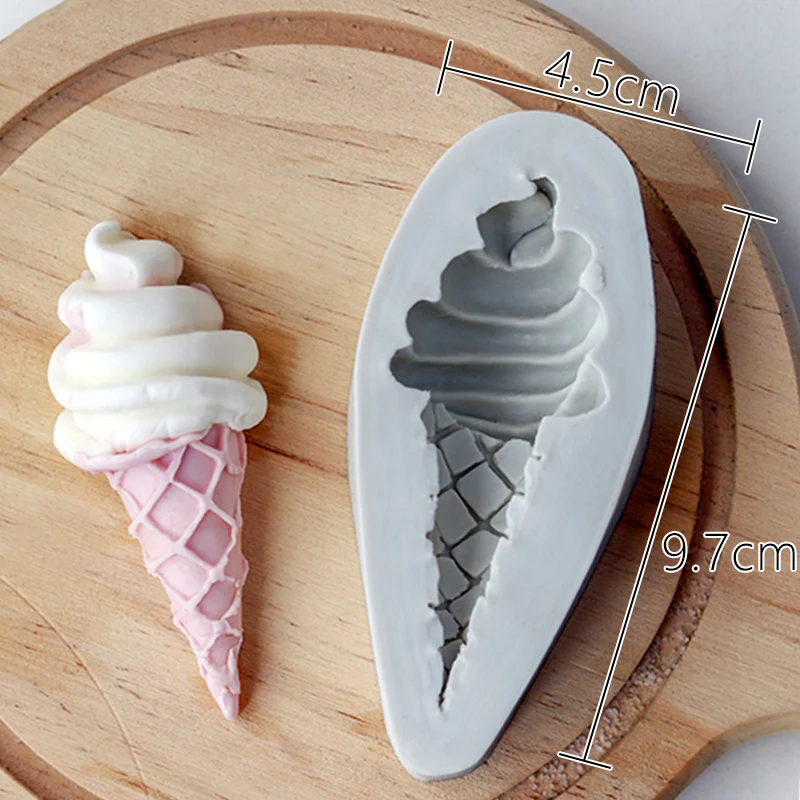 Ice cream cone chocolate fondant silicone mold children\'s baby birthday cake decorative ornaments plug-in