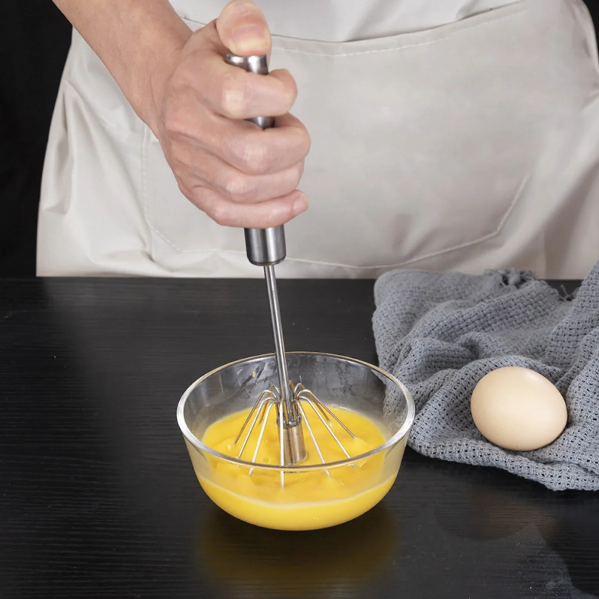 Baking Tools Egg Beater Stainless Steel Thickening Mixer Semi-Automatic Egg Beater Manual Mini Silicone Beaters