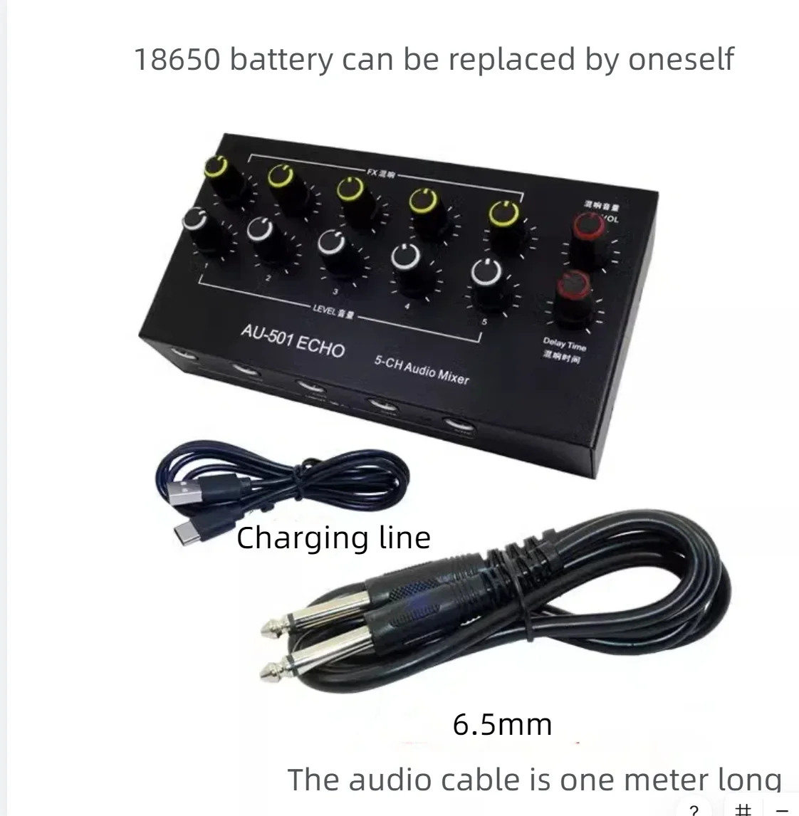 

GHXAMP 5-Channel Microphone Instrument Input Expander with Delay Reverb Mixer Outdoor Speakers Charging Audio Console