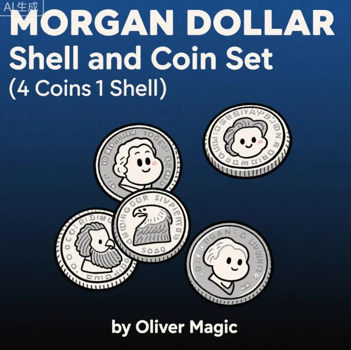 

Профессиональный набор из ракушек и монет Morgan Dollar (4 монеты 1 ракушка) от Oliver Magic — трюки с иллюзией монет крупным планом