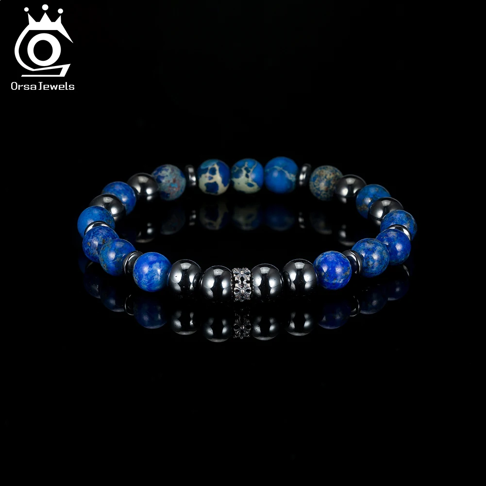

ORSA JEWELS Healing Crystals Bracelet Yoga Stone Beads Bracelets Meditation Relax Anxiety Bangle for Men Women Jewelry GMB72