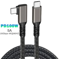 UGOURD USB3.2 Gen2*2 20Gbps Elbow Type C To Type C Data Transfer Cable PD100W Super Charging Cable For Phone Laptop VR Glasses