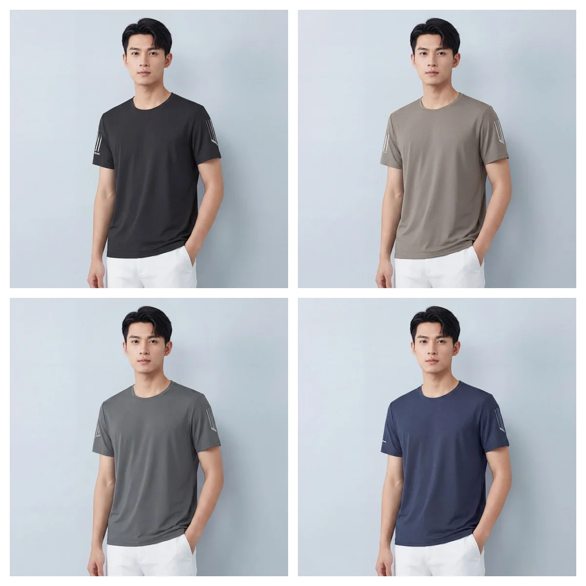 

Men's Outdoor Cycling Sports Casual Lightweight Breathable Set Summer Ice Silk Quick Drying Short Sleeved Shorts Sports Set