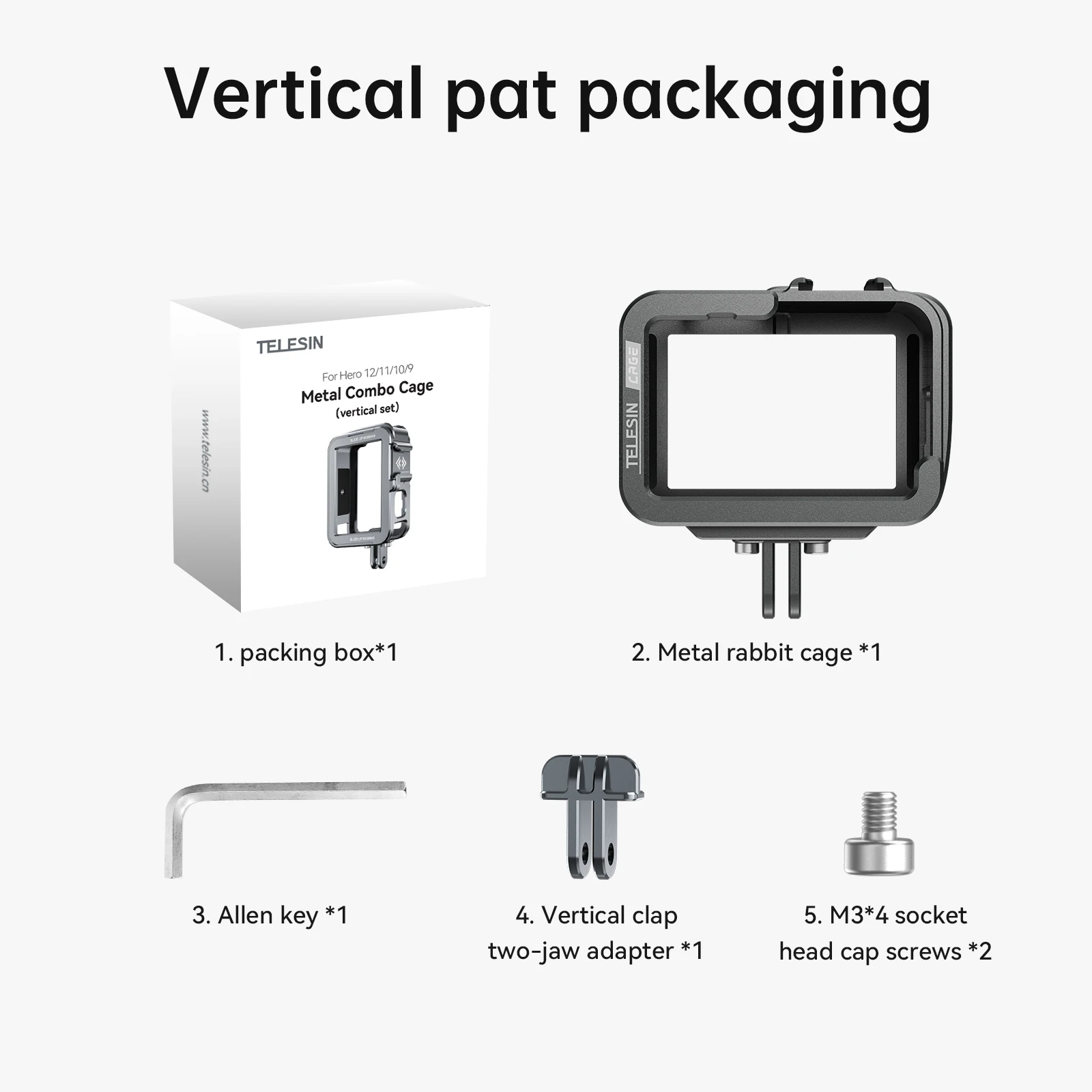 TELESIN Aluminium Frame Case voor GoPro 12 Hero 12 11 10 9 Actie Camera Vlog Shell Beschermende Kooi Behuizing koude Schoen Mount