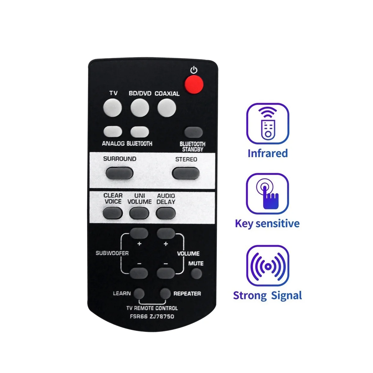 Replace FSR66 ZJ78750 Remote for Yamaha Sound Bar YAS-103 YAS-105 YAS-106 YAS-107 YAS-108 YAS-207 ATS-1030 ATS-1080