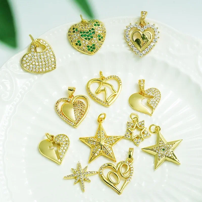 

18KGold Plated Brass Quality Jewellery Supplies,Handmade Love Star Pendant,DIY Necklace Bracelet Earrings Accessories 1Pcs Batch