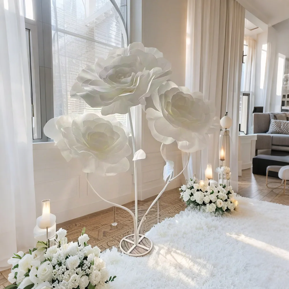 Flor de espuma falsa Artificial Rosa gigante espuma gran flor estilo europeo boda decoración de pared ventana diseño de fondo
