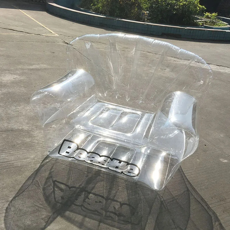 Sun Loungers PVC Transparent Inflatable Sofa Home Lounge Chair Outdoor Terrace Furniture Beach Camping Fan Shaped Lazy Armchair