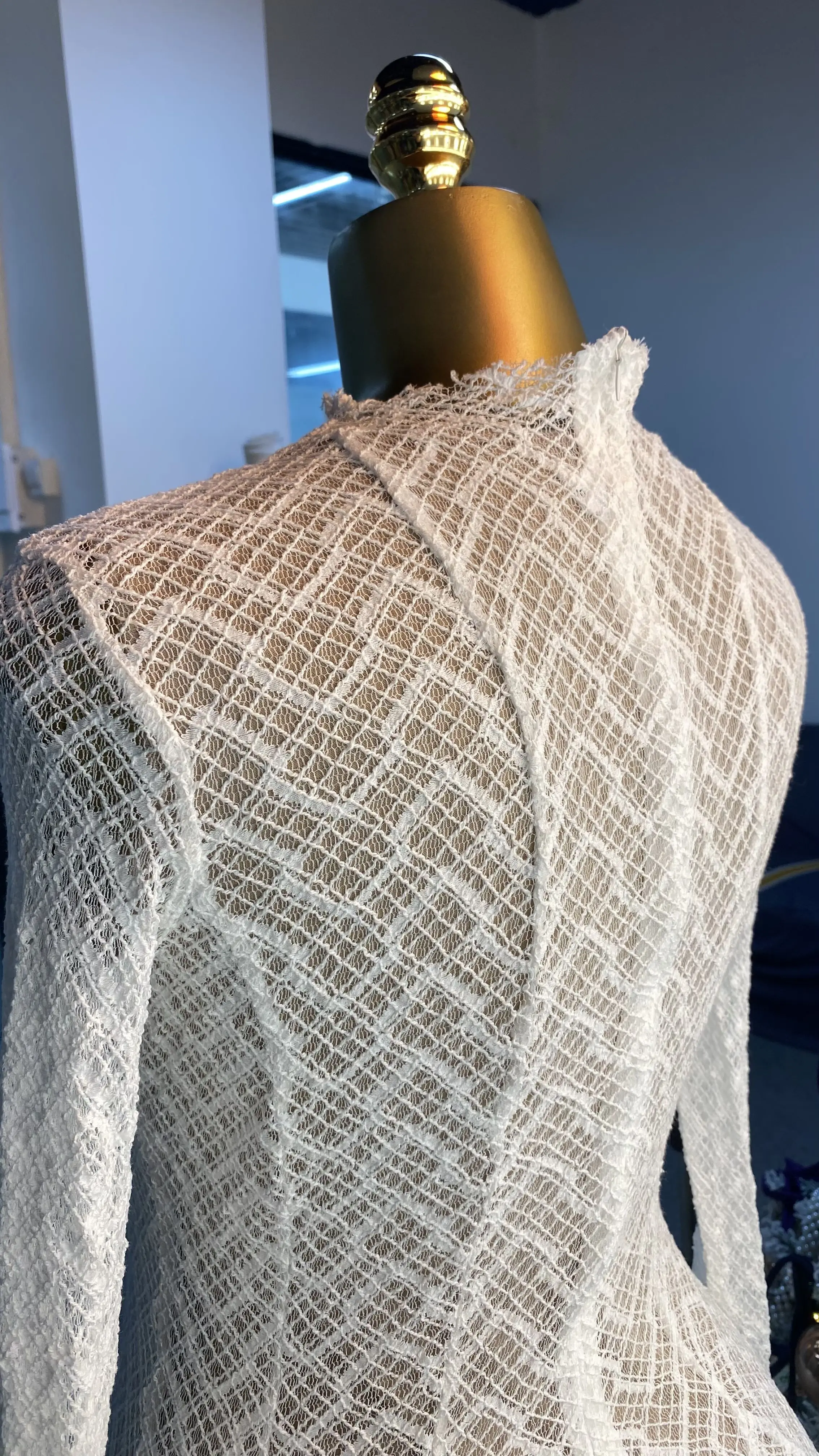 Premium Wholesale 2025 Autumn New Fashion Long-Sleeved Slim Fit Elegant Lace See-Through Women's Clothing-GZXX073