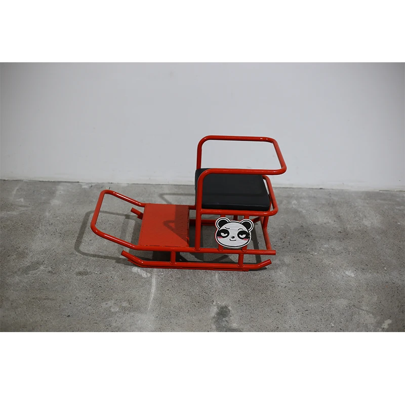 Portable Kids Ski Sled, 1975 Panda Ice Skating Car Design, Snowmobile Sled for Children, Winter Outdoor Fun