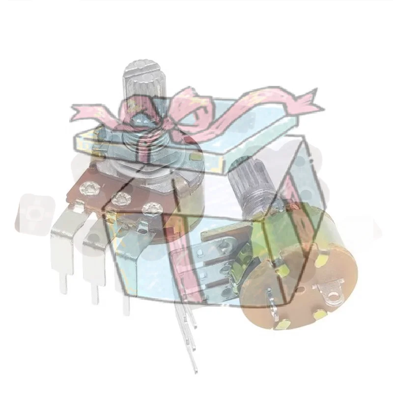 【CCA】Portable WH148 3Pin With Switch 15MM Bend Foot B2K B5K B10K B50K B100K B250K B500K Potentiometer With Nut And Washer