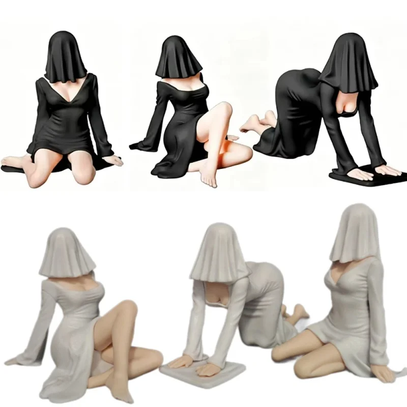 Faceless Veiled Woman Statue Abstract Hooded Female Sculpture Mysterious Faceless Lady Ornament Gothic Halloween Decoration