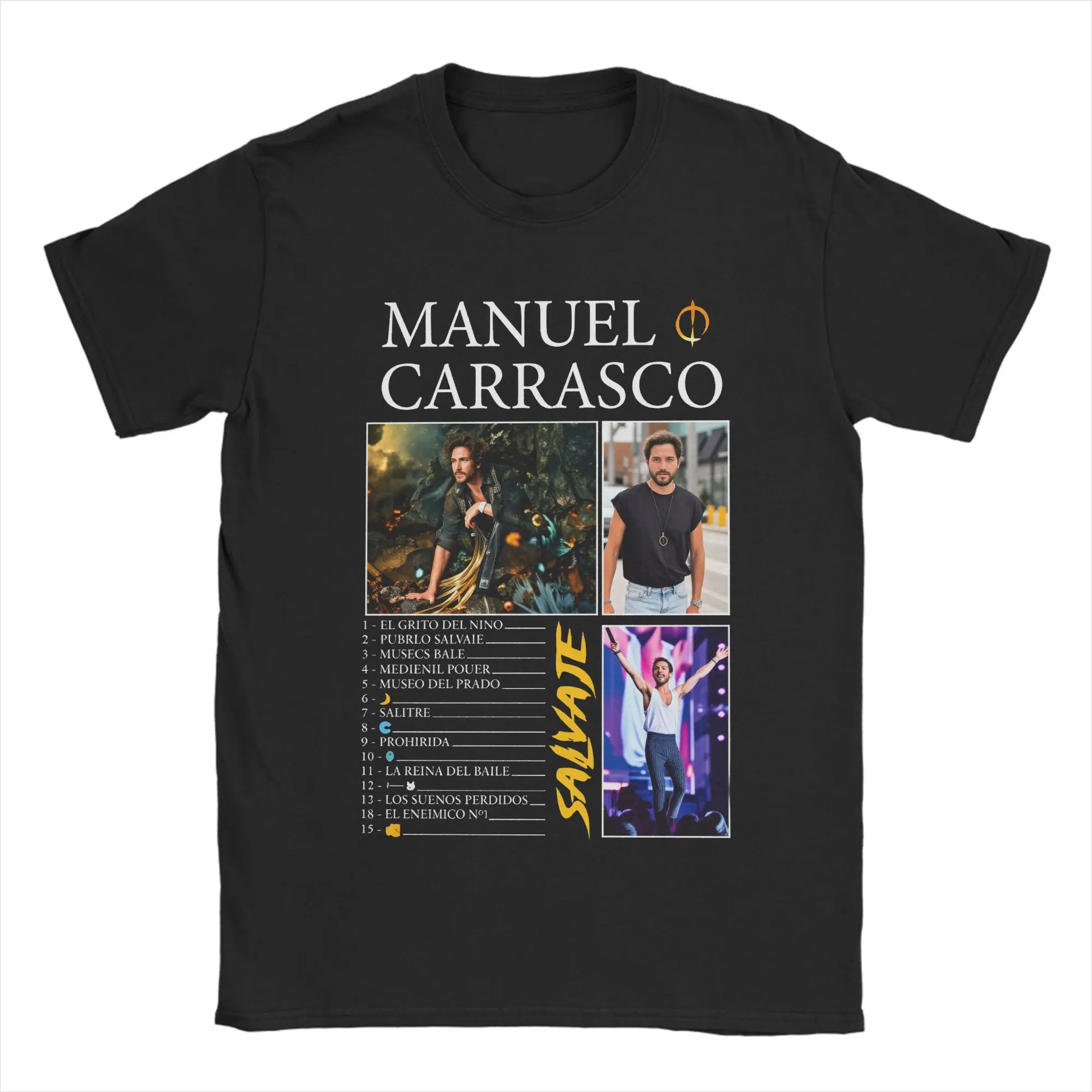 Camisetas de Hombre Manuel Carrasco Salvaje Desde Ia Raíz Sevilla 2026, Camisetas de Manga Corta con Cuello Redondo, Camiseta de Algodón, Idea de Regalo, Ropa