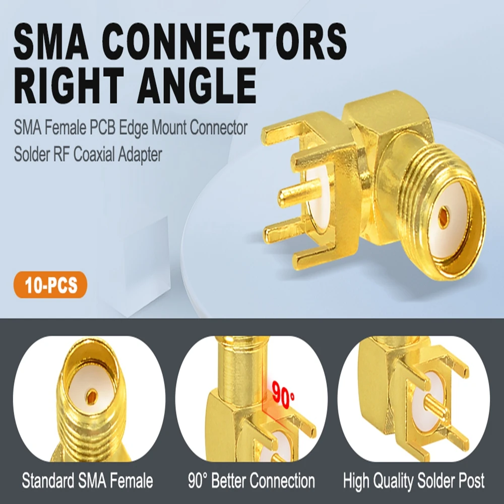 Superbat SMA thru hole Female Right Angle PCB Mount Medium Version RF Coaxial Connector