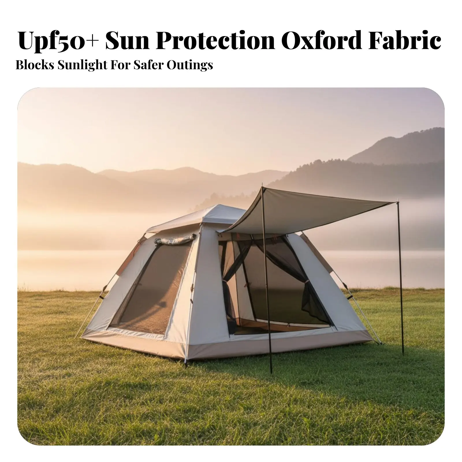 

Outdoor Camping Tent, Automatic Quick Setup, Silver Coated, Waterproof, Double Door, UPF50+