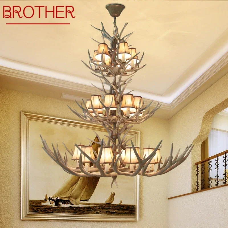 

BROTHER American Retro Deer Antlers Chandelier Hotel Lobby Cafe Shop Clothing Exhibition Hall Villa Clubh Homestay Pendant light