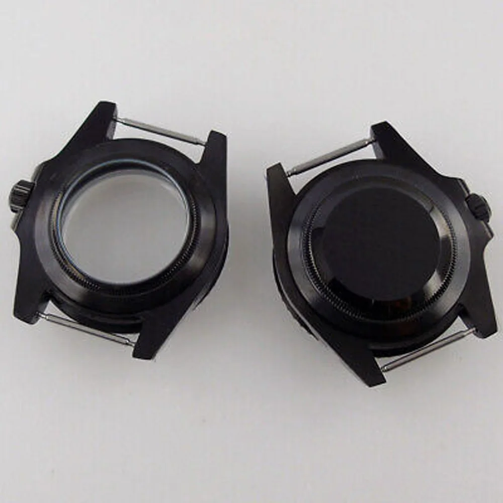 40mm Black PVD Ceramic Bezel Sapphire Chapter Ring Watch Case Fit NH35 NH36 2824