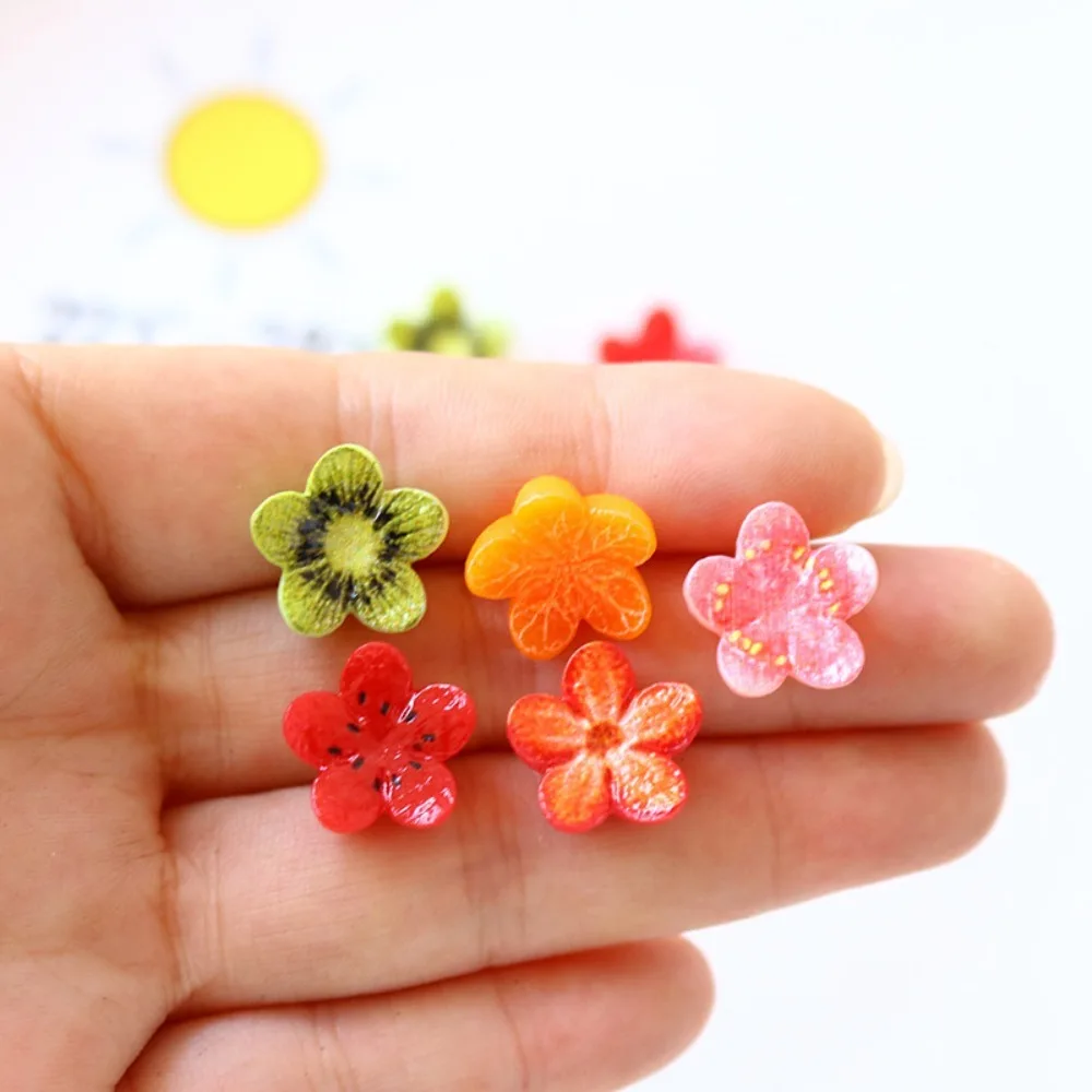 10pcs Mini Kawaii Cute Fruit Flower Plant Flat Back Cabochons Scrapbook Diy  Party Hairpin Accessories Home Decoration Craft