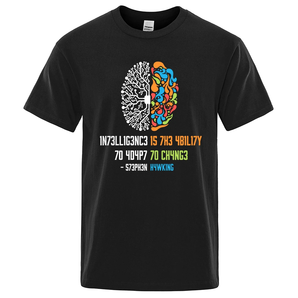 Intelligence Is The Ability To Adapt To Change Tops Men's Tshirt Shirt Loose Clothing Loose Cotton Tshirt Hip Hop