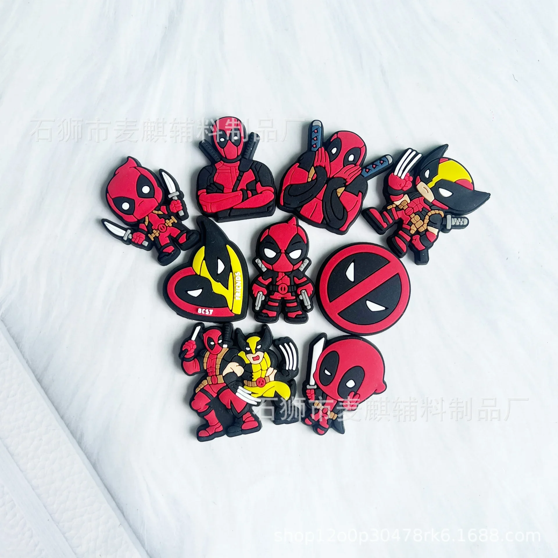 Deadpool Encantos da Sapata para Crocs Decorações, Decorações de Sapato, Sandália Decorar, Acessórios DIY, Kids Gifts, Hot, 9Pcs por Conjunto