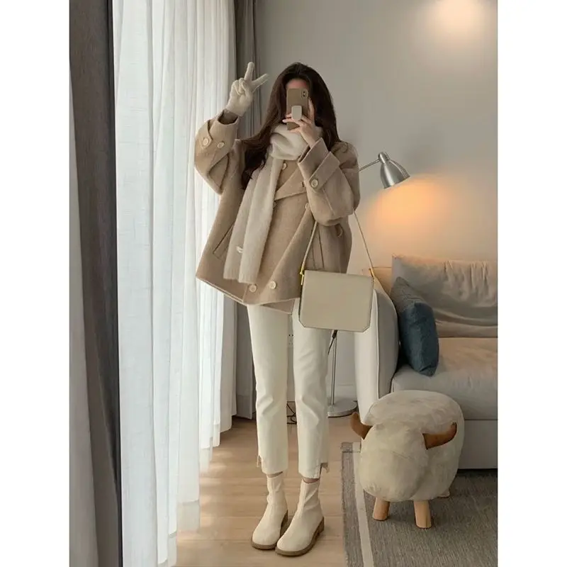 New Short Woolen Coat Autumn And Winter High-end Jackets Oversized South Korea Clothing Elegant Fashion LOOSE Casual High Street