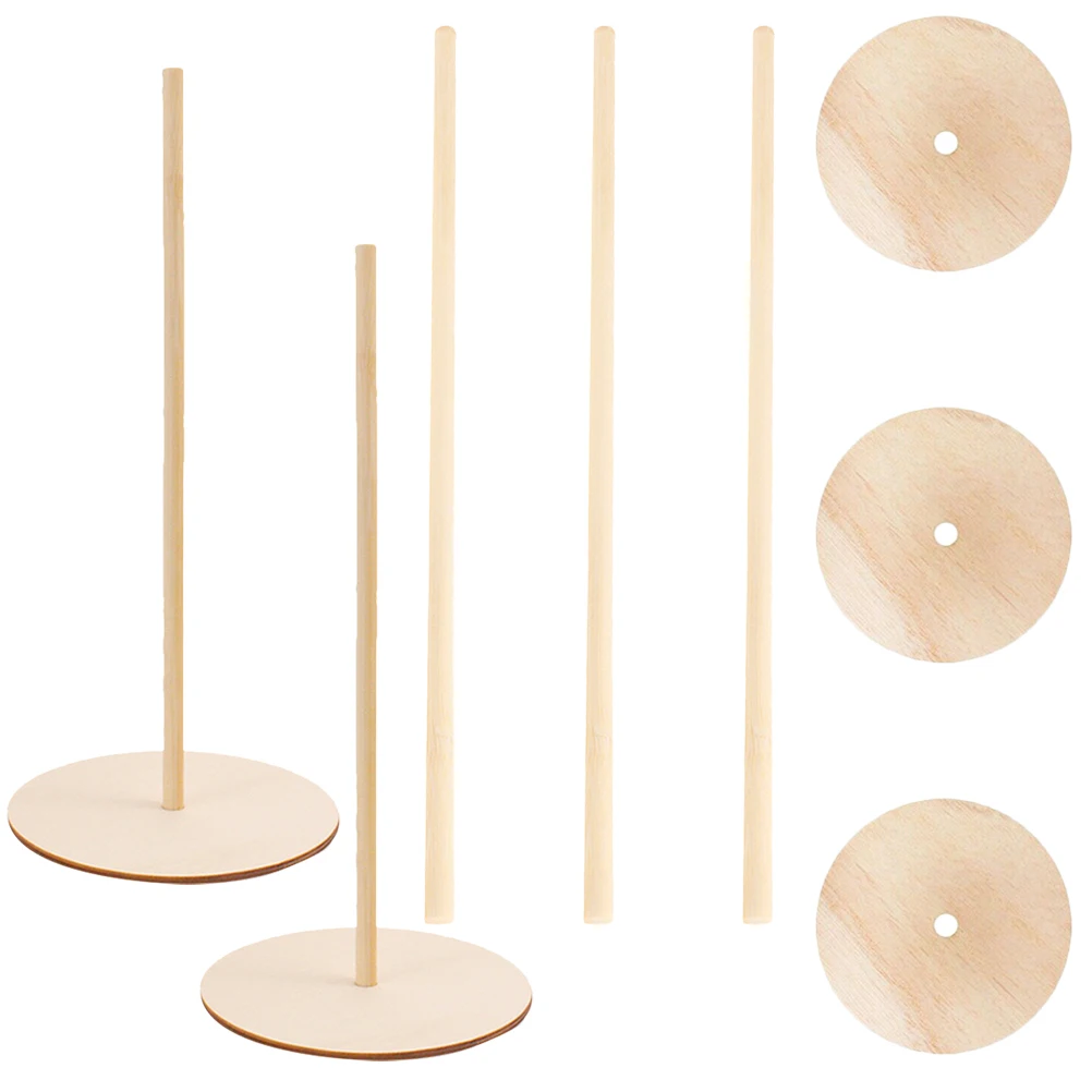 

5 Pcs Donut Wooden Stand for Party Stands Detachable Display Craft Pendant Birthday Holder Baby