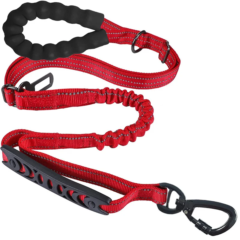 Robuste Bungee-Hundeleine, 4-in-1-Multifunktions-Trainingsleine mit Autositzgurt, Hundezubehör, Hundeleine für mittelgroße Hunde – Detail 2