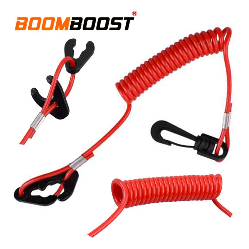 135cm Marine Engine Kill Switch Tether Lanyard Anti‑Tangle Swivel Snap Hook for Honda Yamaha Mercury Outboard Motor