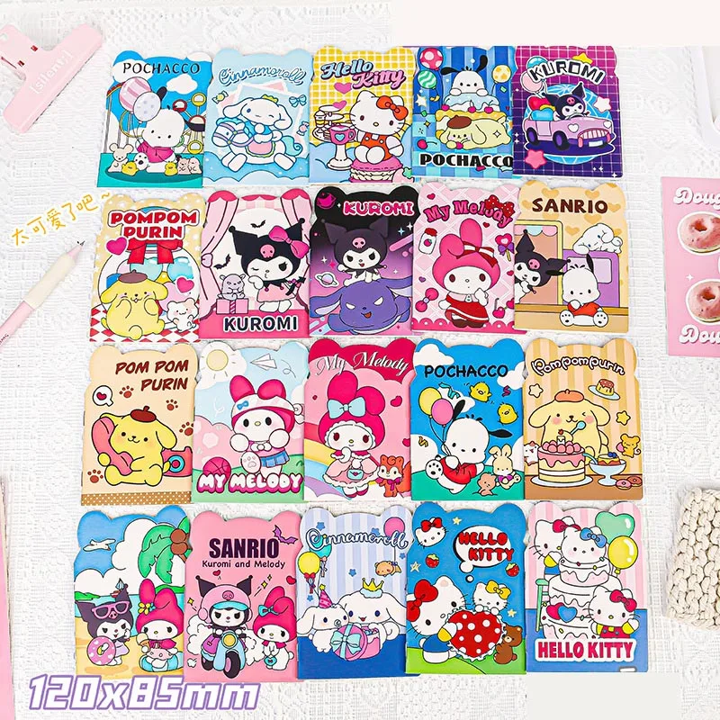 20pcs/lot Sanrio Kuromi Melody Notebook Mini Cinnamoroll Pochacco Note Book Diary Planner Notepad Stationery Gift School Supply