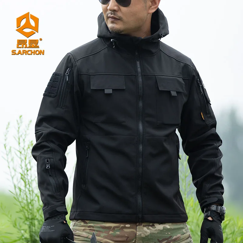 

Beetle Tactical Jacket Men's Autumn Thickened Warm Jacket Outdoor Military Fan Waterproof Hooded Mountaineering Suit