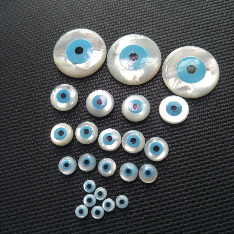 Natural Shell Devil's Eye Charm For Jewelry Making 2 Hole Eye Bead Connector For Necklace Bracelet Wholesale 10pcs