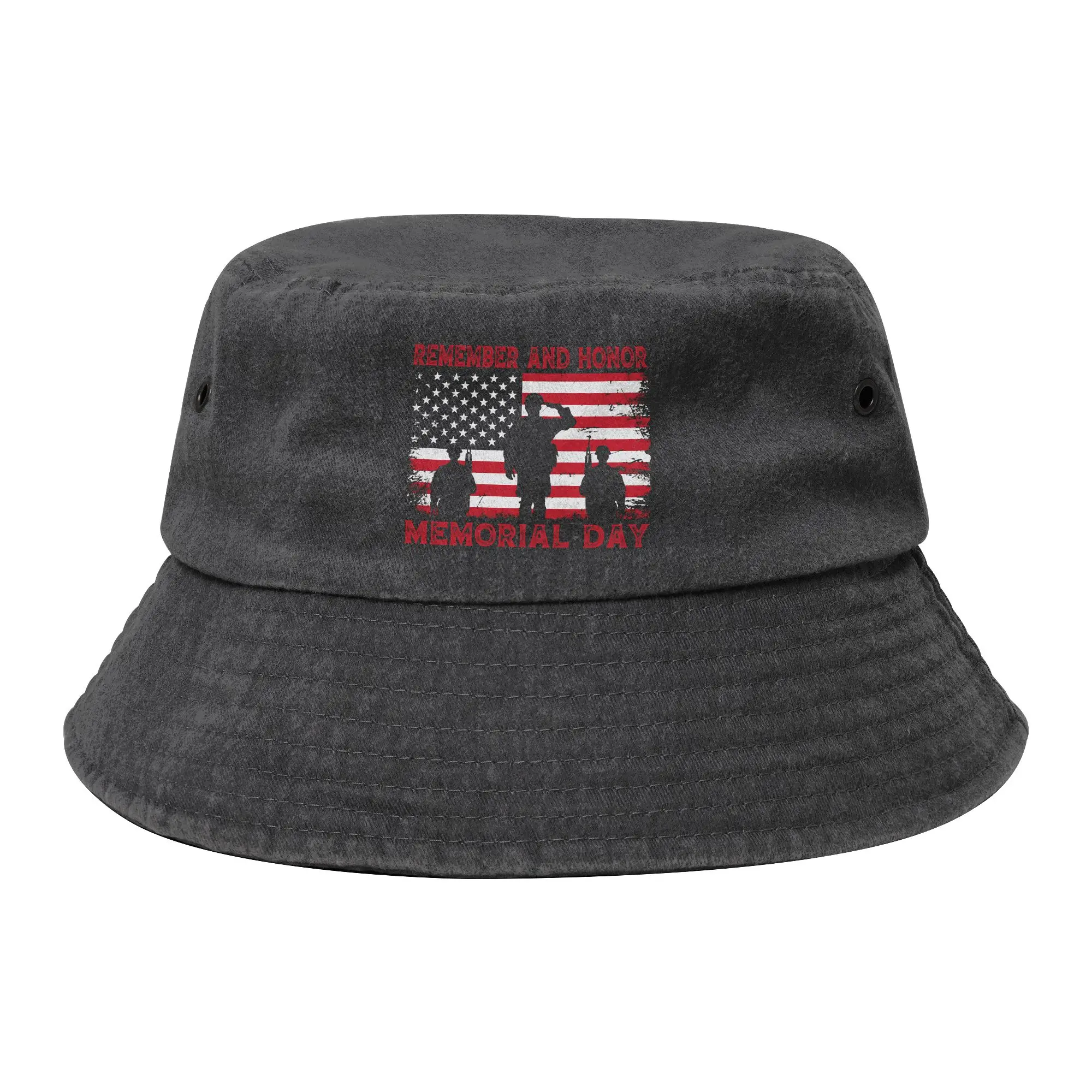 Memorial Day Patriot Bucket Hat for Men Women Summer Remember and Honor Distressed Washed Sun Hat Outdoor Fishing Fisherman Cap