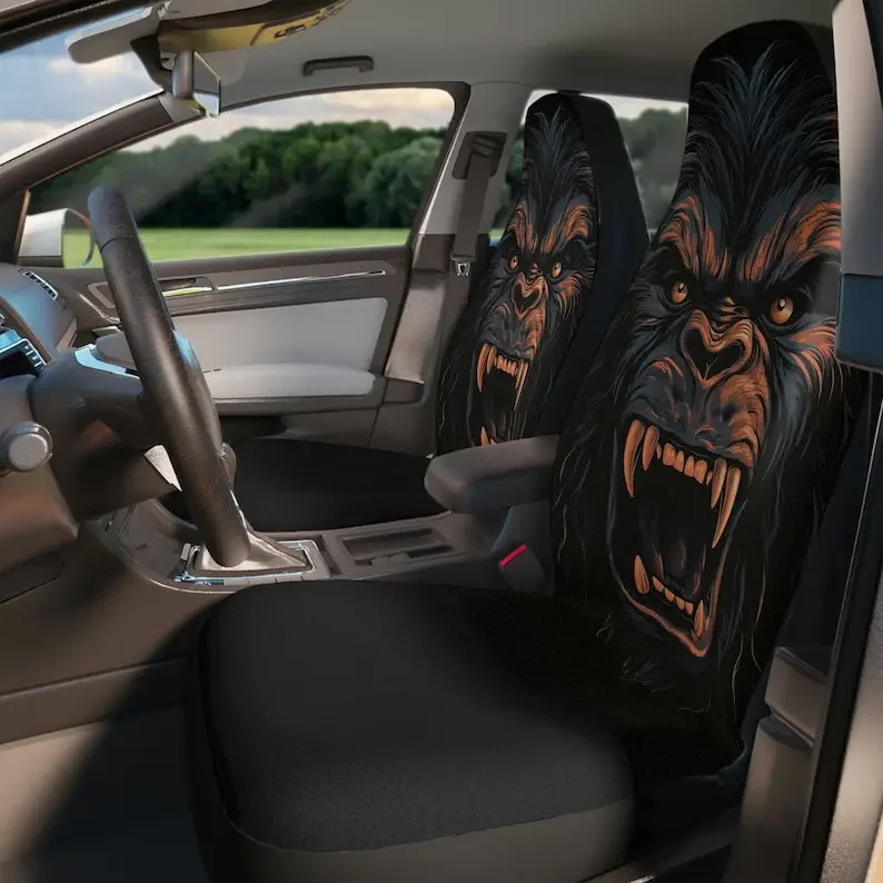 Epic Roaring Gorilla Print Car Seat Covers - Vibrant, Durable, Easy-to-Install Protection for Your Vehicle's Interior (2 Covers)