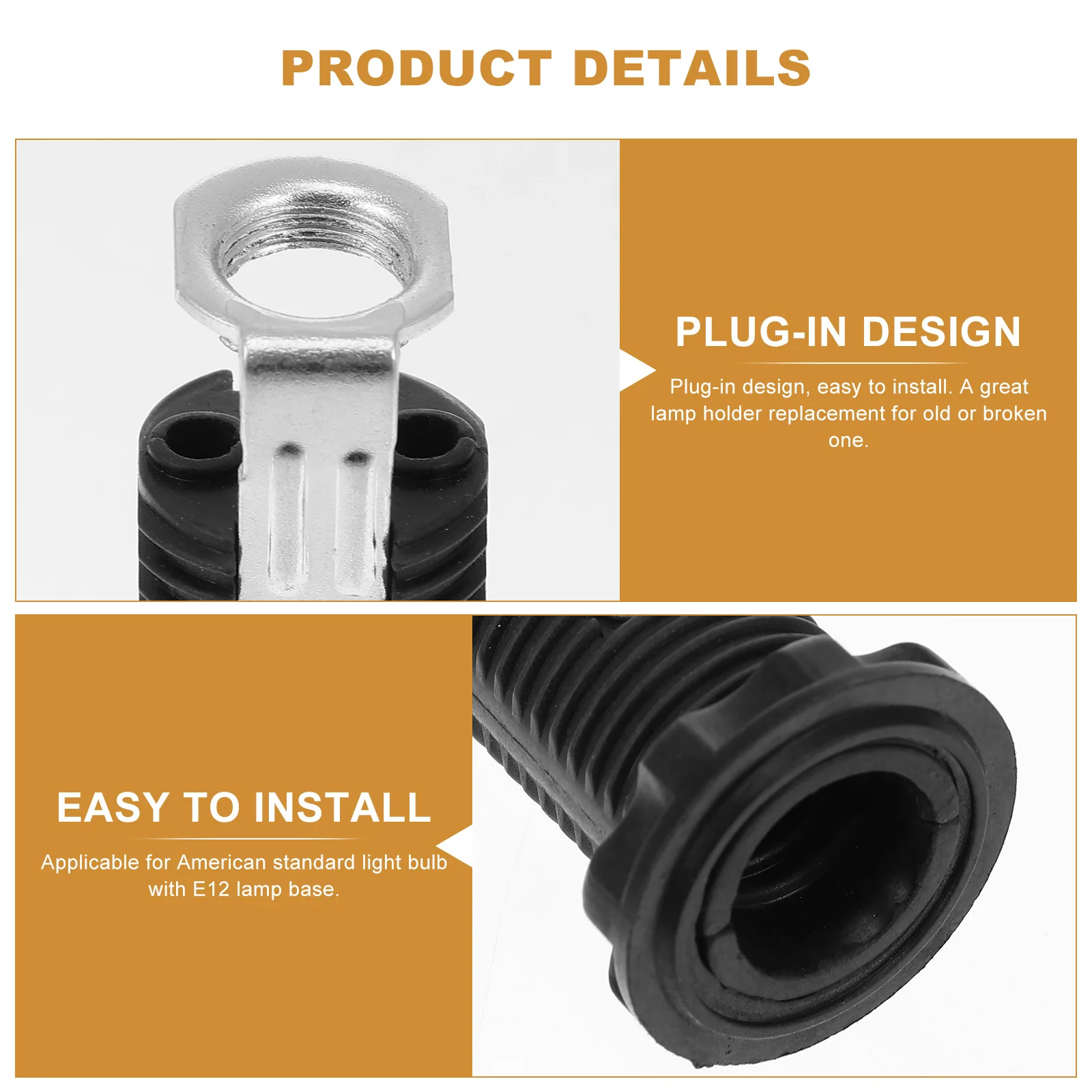 

10Pcs E12 Screw Lamp Holder Plug-in Design Easy Install Pendant Light Holder Light Bulb Socket Adapter Bulb Socket