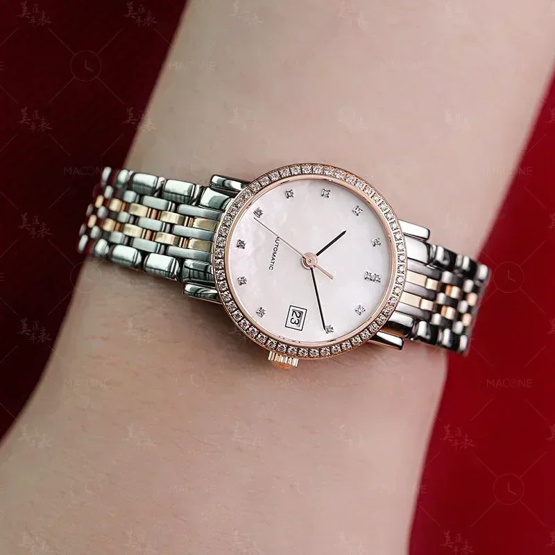 

Luxury New Quartz Womens Watch Fashion Silver Rose Gold Diamond-Inlaid Mother-In-Law Stainless Steel Bracelet White Diamond Dial