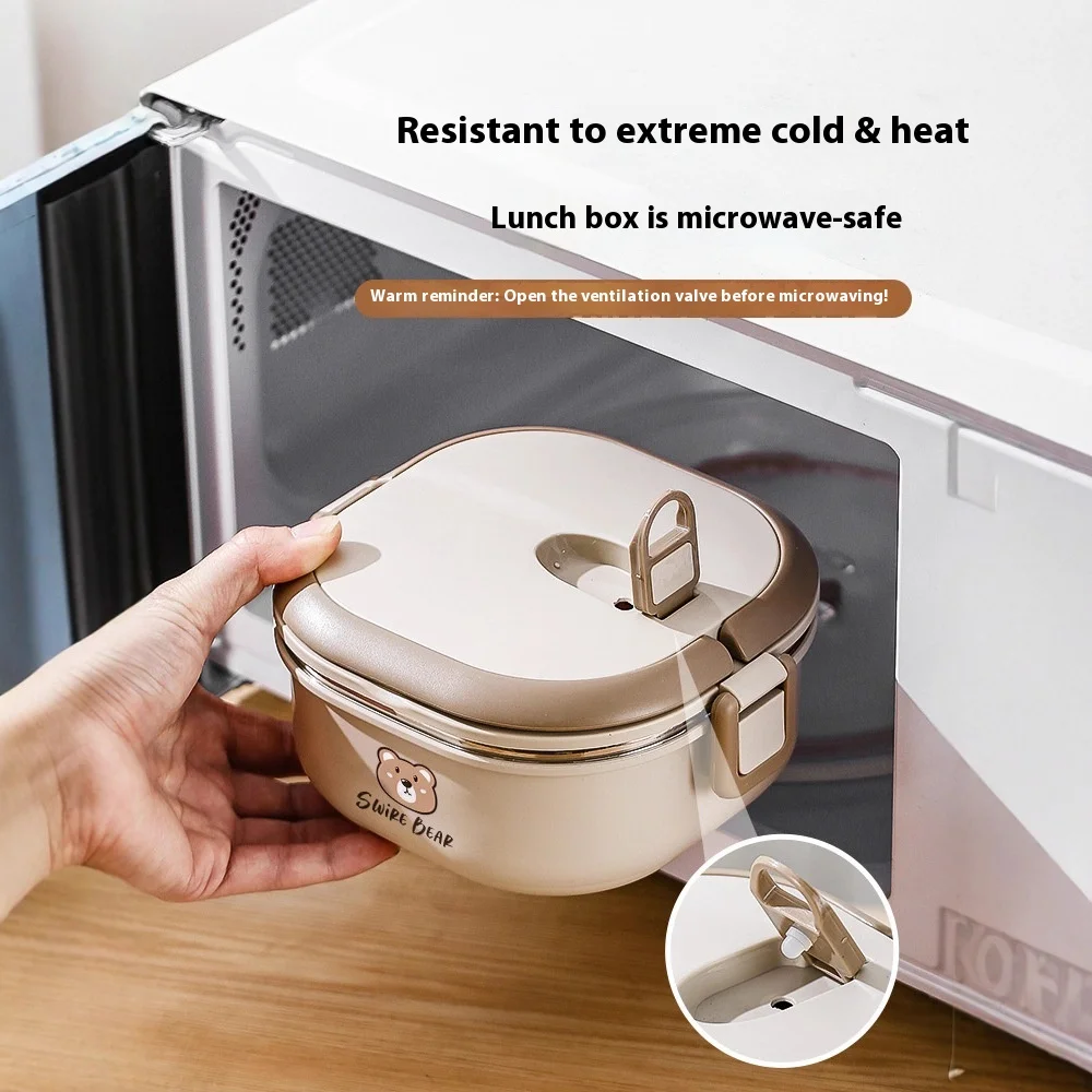 Stainless steel insulation multi-layer student lunch box bento box microwave heating food container bowl