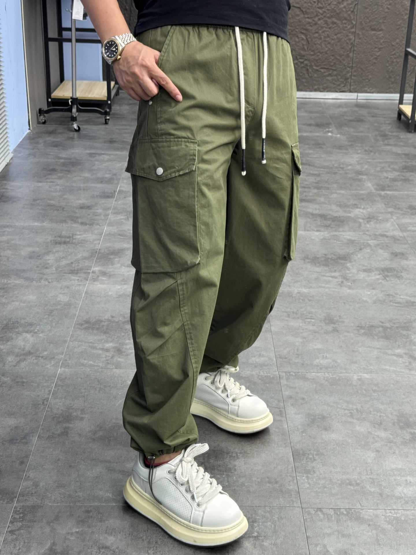 

Svip American Sle Workwear Pants 00% Cotton Men's Comfortable Loose Straight Leg Cuffed Casual Trousers Autumn Faion