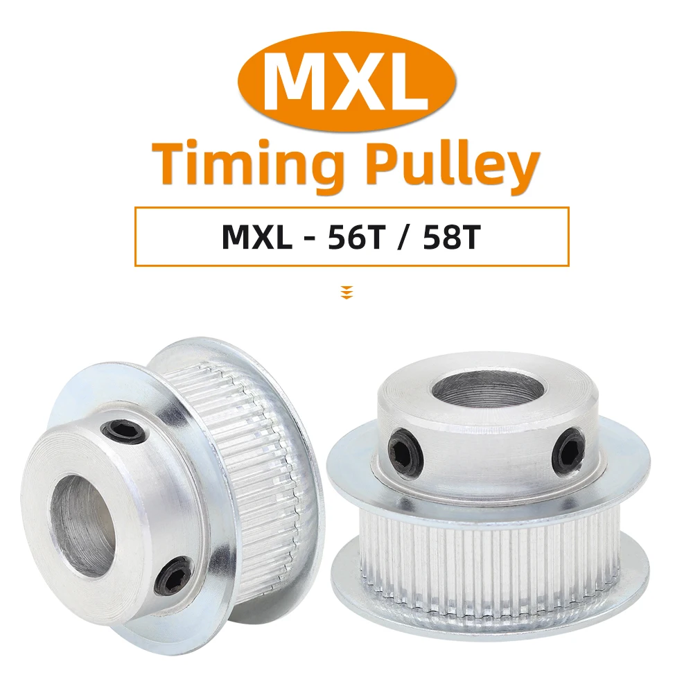 56Teeth 58Teeth MXL Alloy pulley Bore 8/10/12/14/15mm Pitch 2.032mm Trapezoidal Tooth for Width10mm MXL Synchronous Belt 56T 58T